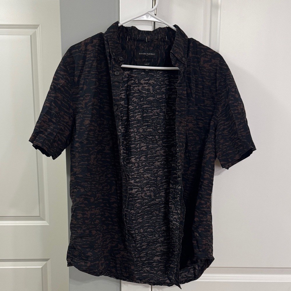 Black and Brown Short Sleeve Shirt